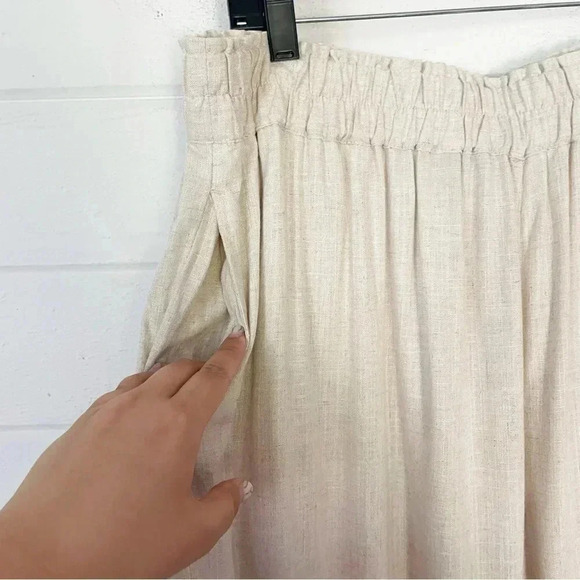 EUC Black Tape_ High Waist Wide Leg Beige Linen Blend Pants Size 2X - Picture 5 of 13